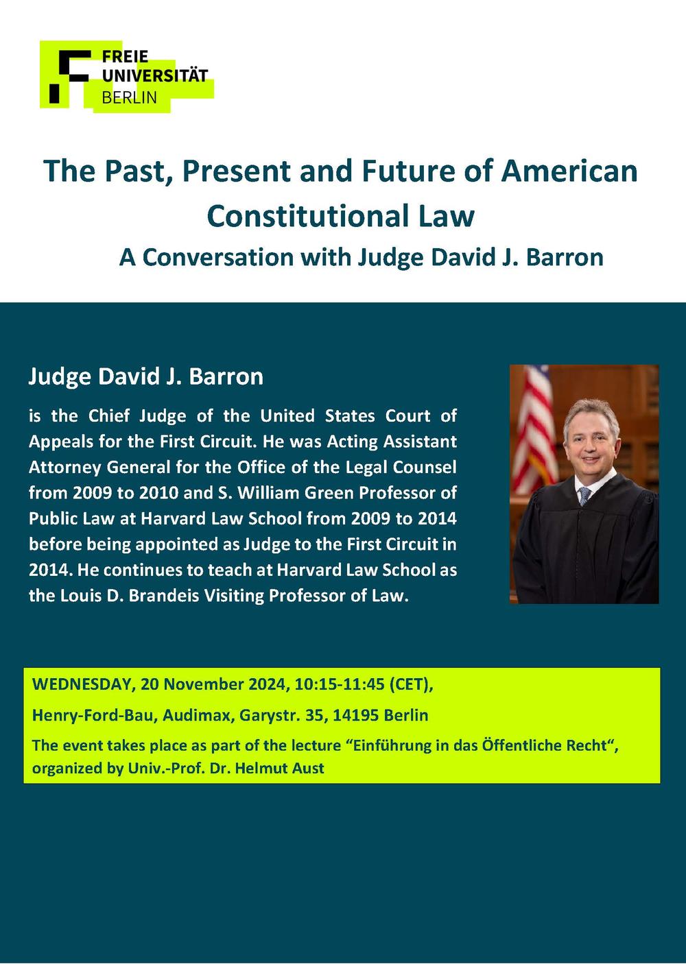 Poster_A Conversation with Judge David J. Barron_20 November 2024